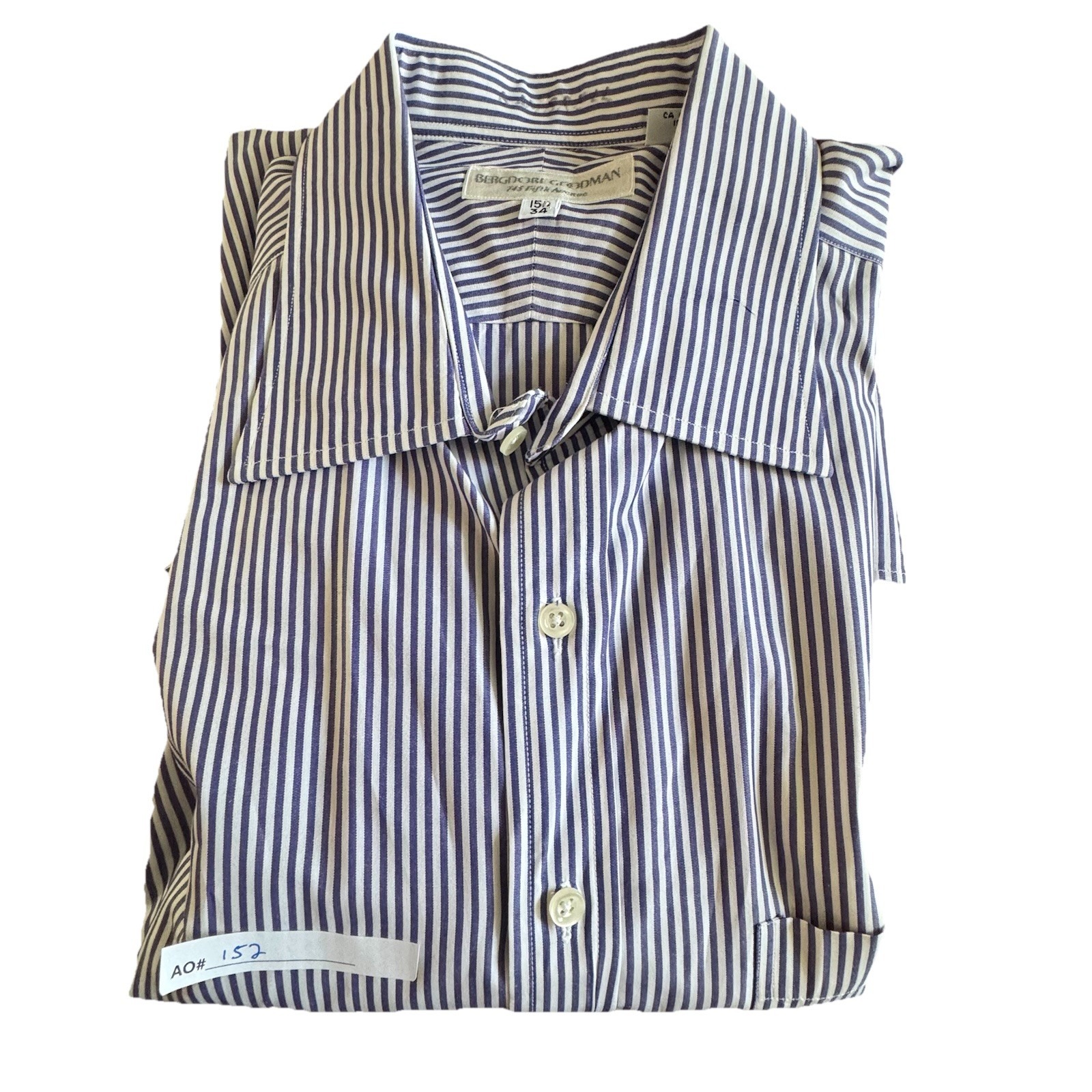 Bergdorf Goodman Men's Striped Dress Shirt 15.5 34 Blue White Cotton Canada